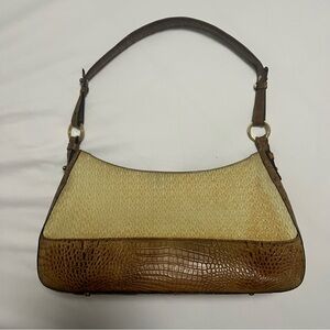 Project/Rehab Brahmin Cream and Brown Shoulder Bag Exotic Leather